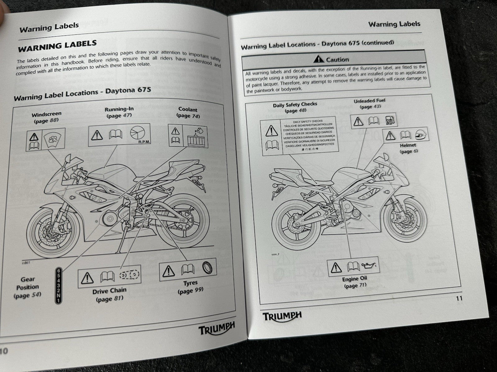 Triumph Street Triple 675 2011 Owners Manual Handbook Book Daytona 675 OEM