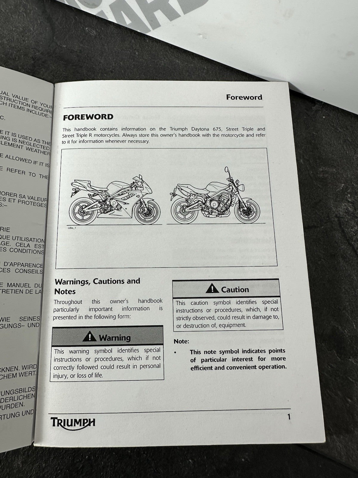 Triumph Street Triple 675 2011 Owners Manual Handbook Book Daytona 675 OEM