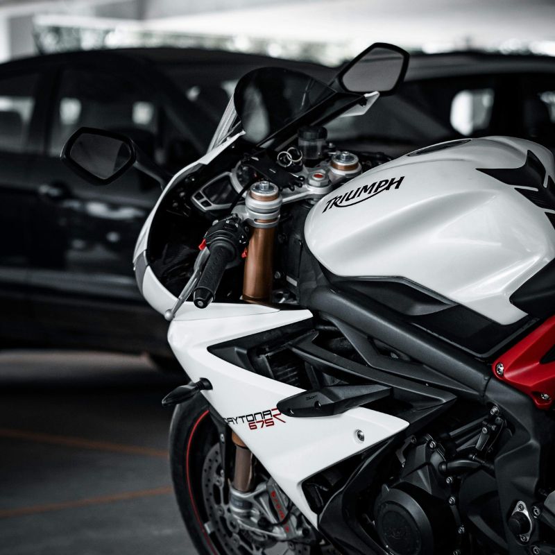 Triumph motorbike and handlebars