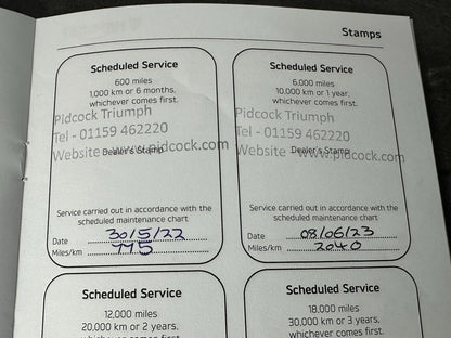 Triumph Street Triple 765 RS 2022 Service History Book Record Hand Book OEM 2023