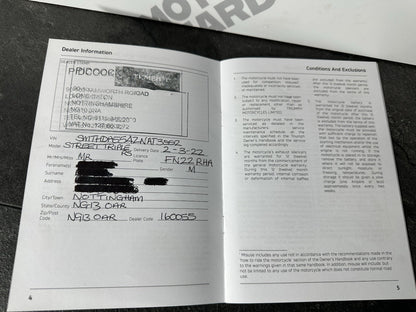 Triumph Street Triple 765 RS 2022 Service History Book Record Hand Book OEM 2023