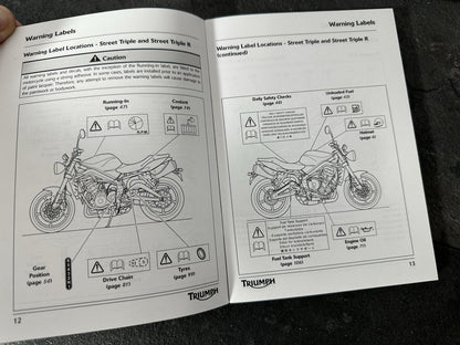 Triumph Street Triple 675 2011 Owners Manual Handbook Book Daytona 675 OEM