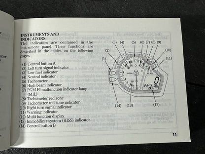 Honda Fireblade CBR1000RR 2008 2009 Owners Manual Book Booklet 00X37-MFL-6000